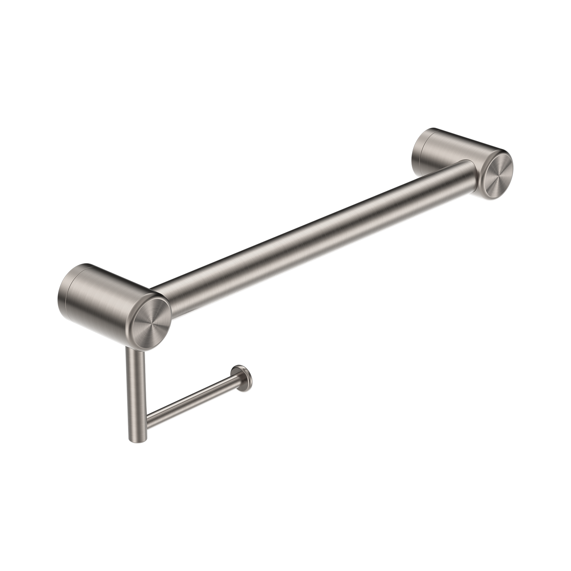 Nero Mecca Care 32mm Grab Rail With Toilet Roll Holder 450mm, Brushed Nickel
