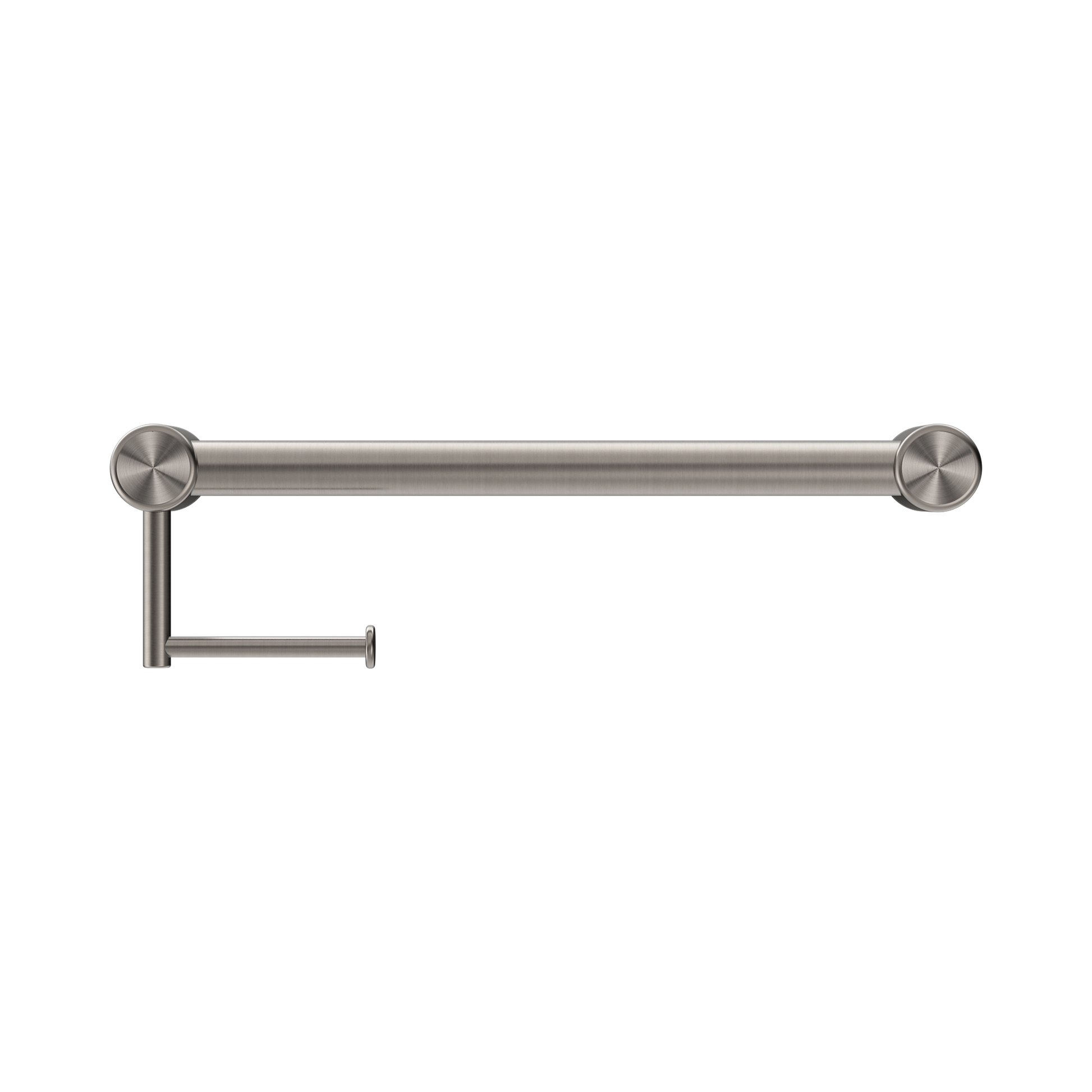Nero Mecca Care 32mm Grab Rail With Toilet Roll Holder 450mm, Brushed Nickel