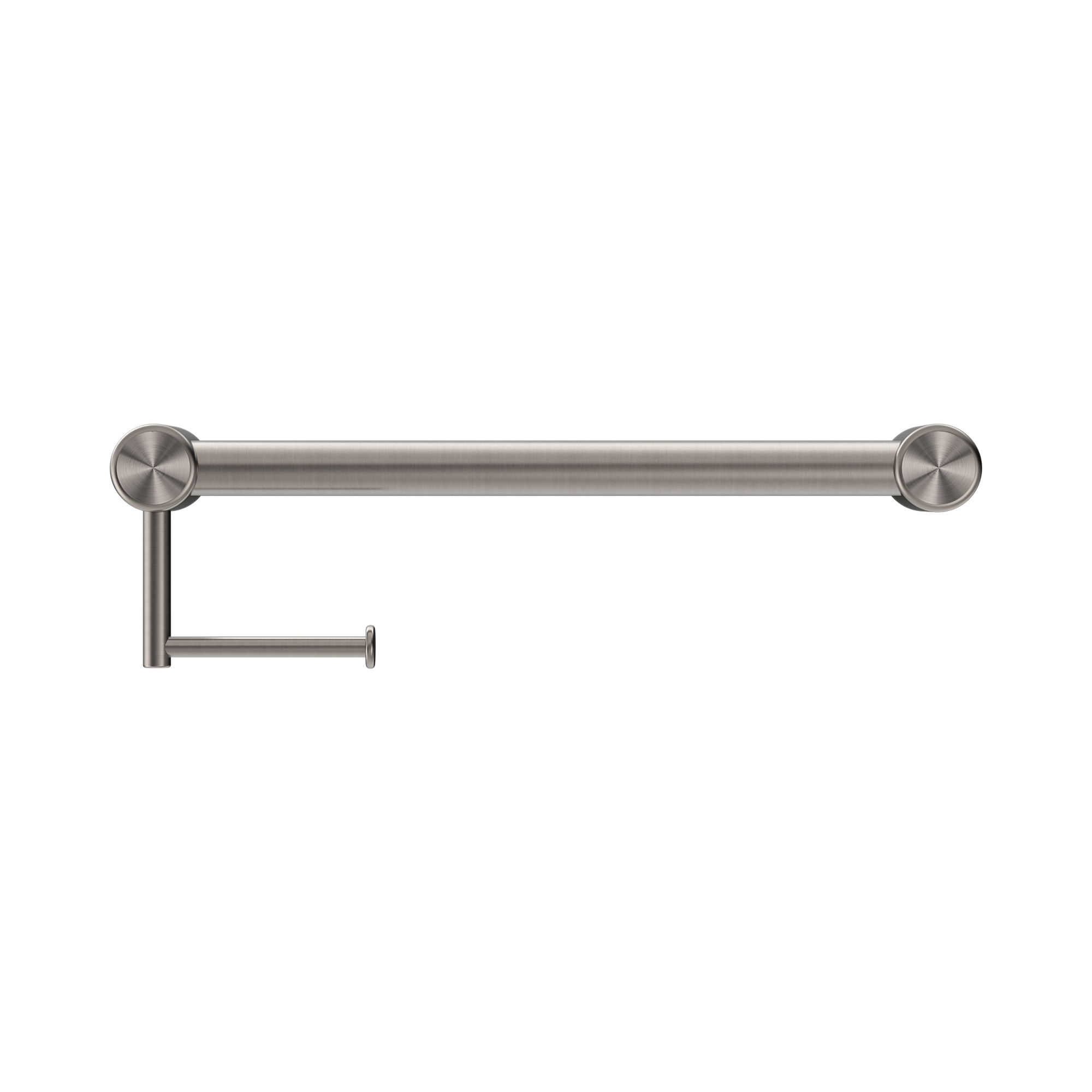 Nero Mecca Care 32mm Grab Rail With Toilet Roll Holder 450mm, Brushed Nickel