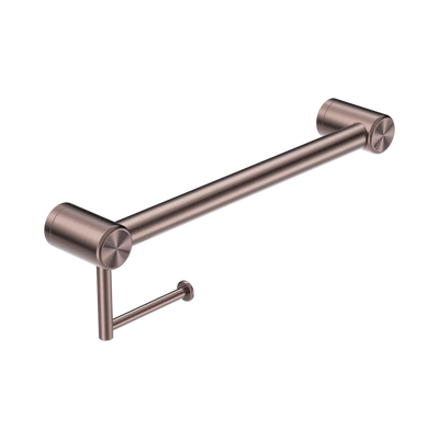 Nero Mecca Care 32mm Grab Rail With Toilet Roll Holder 450mm, Brushed Bronze