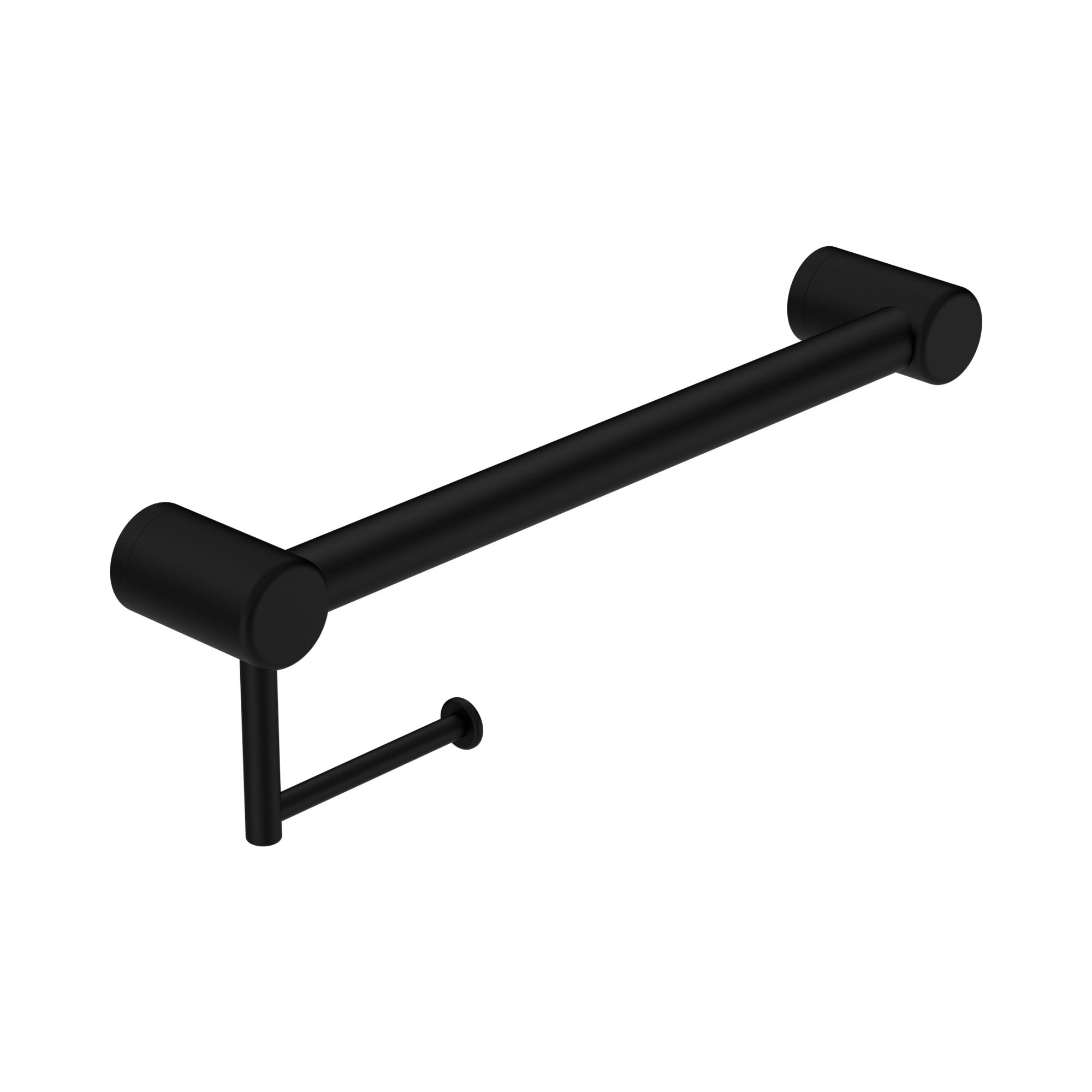 Nero Mecca Care 32mm Grab Rail With Toilet Roll Holder 450mm, Matte Black
