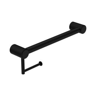 Nero Mecca Care 32mm Grab Rail With Toilet Roll Holder 450mm, Matte Black