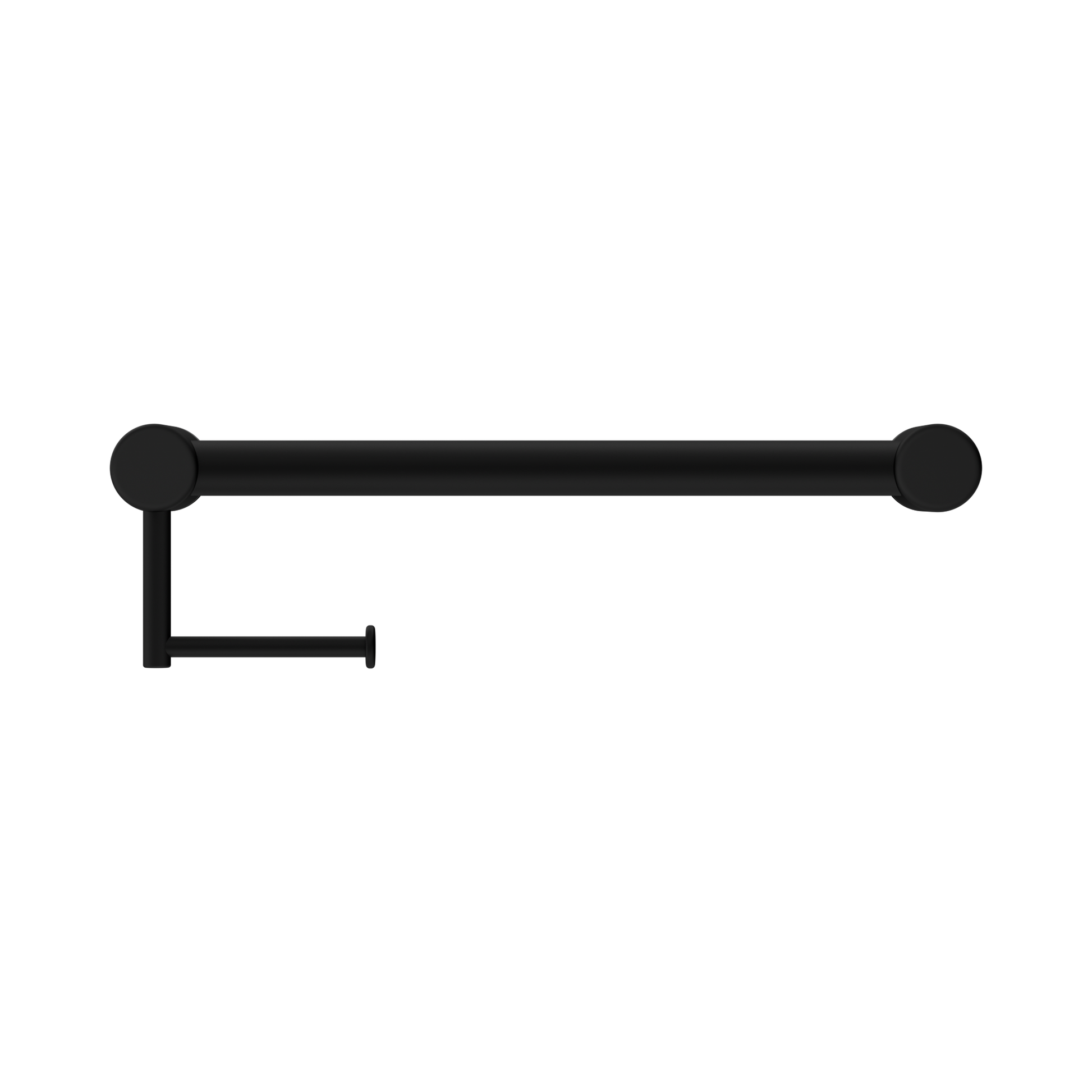 Nero Mecca Care 32mm Grab Rail With Toilet Roll Holder 450mm, Matte Black