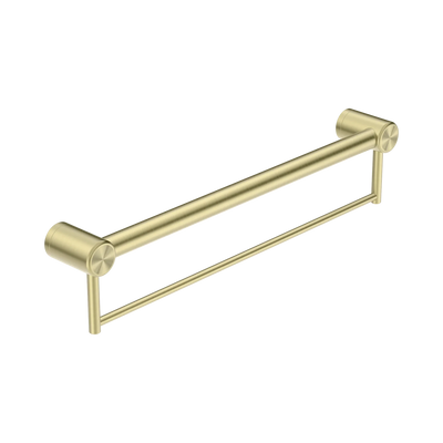 Nero Mecca Care 32mm Grab Rail With Towel Holder 600mm, Brushed Gold