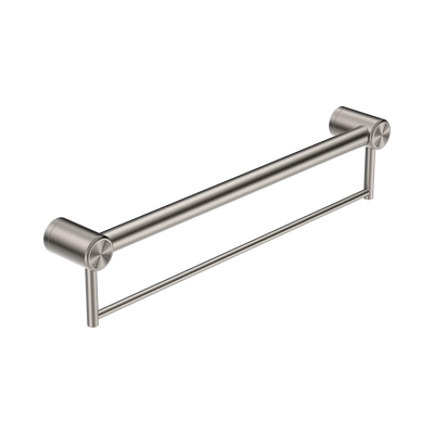 Nero Mecca Care 32mm Grab Rail With Towel Holder 600mm, Brushed Nickel