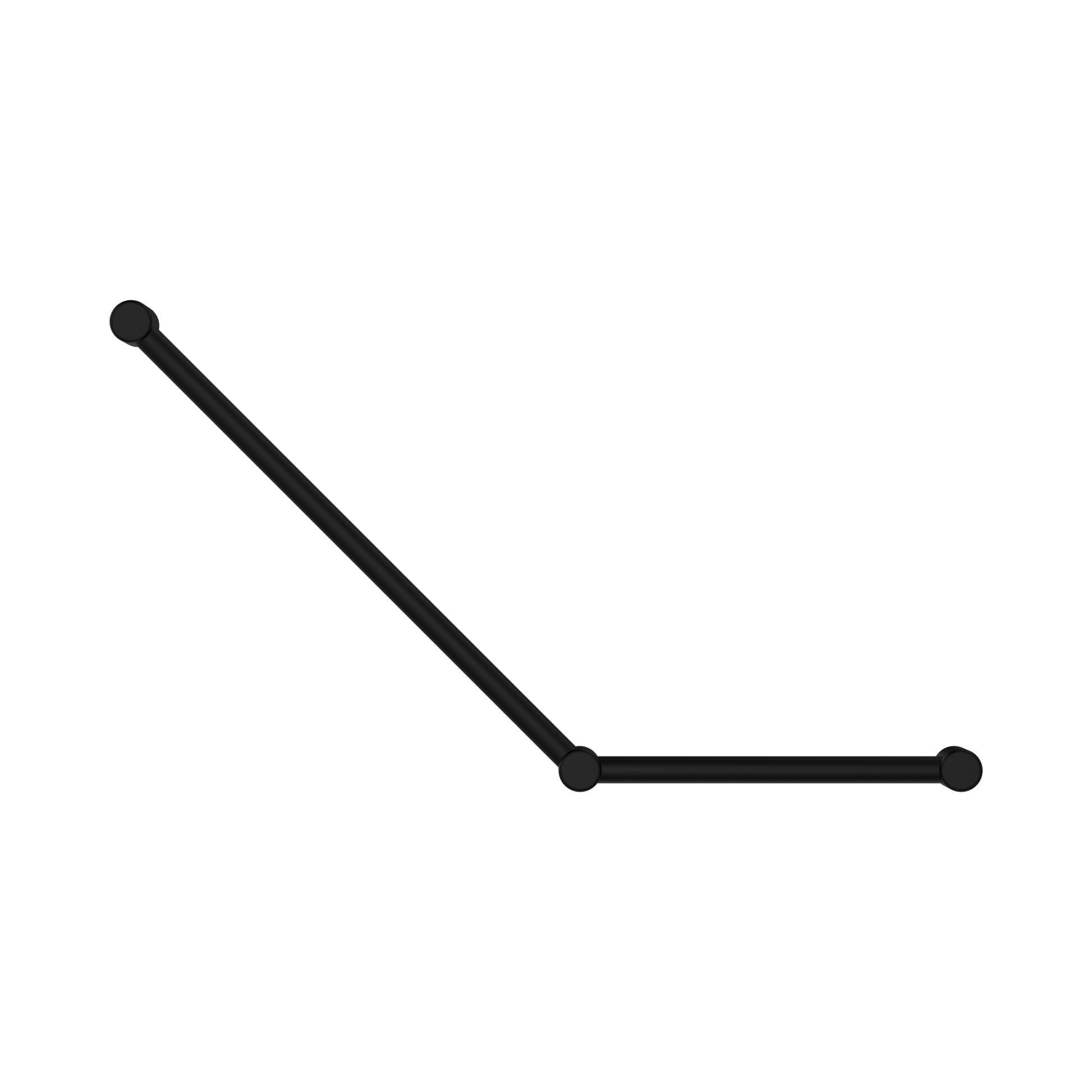 Nero Mecca Care 32mm Ambulant Toilet Grab Rail 45 Degree 750X450mm, Matte Black