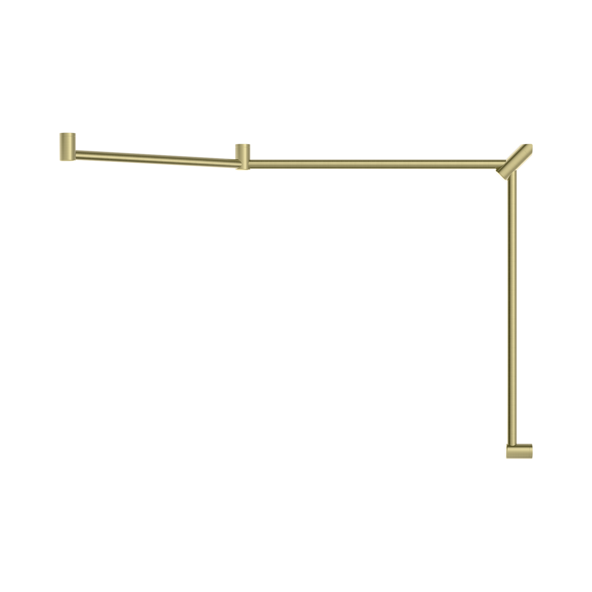 Nero Mecca Care 32mm DDA Accessible Toilet Grab Rail Set 45 Degree Continuous 750X965X1025mm, Brushed Gold