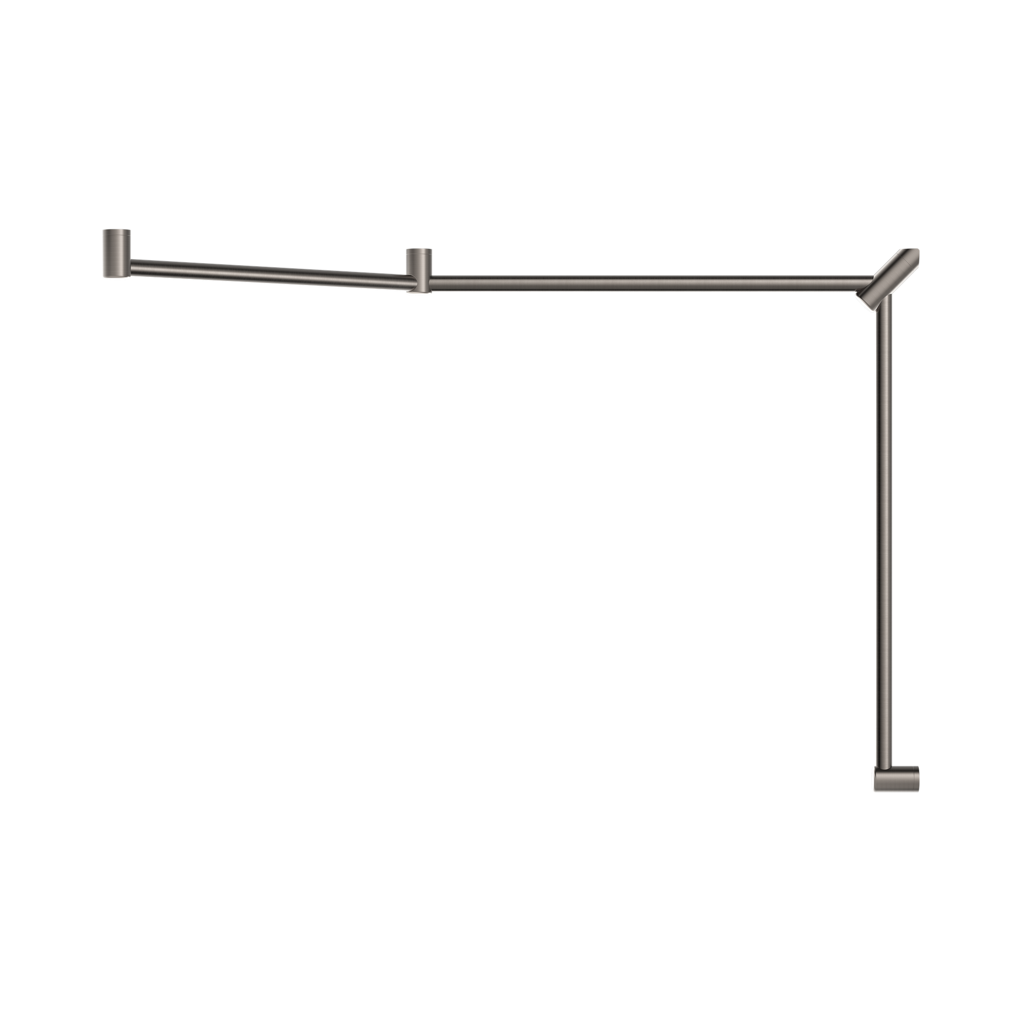 Nero Mecca Care 32mm DDA Accessible Toilet Grab Rail Set 45 Degree Continuous 750X965X1025mm, Brushed Nickel