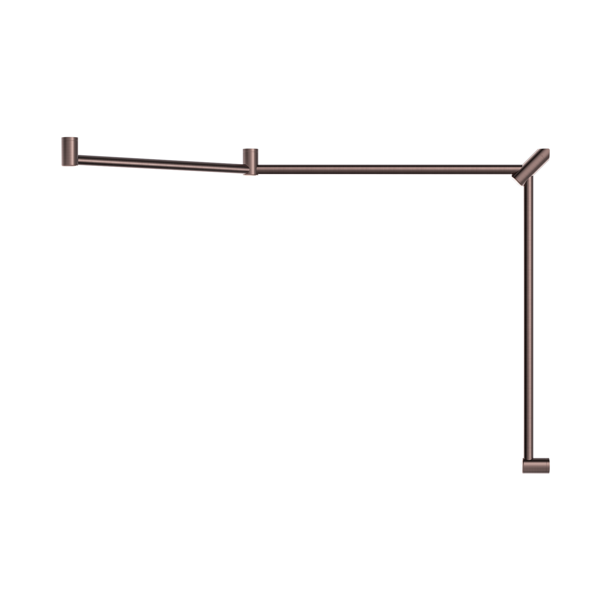 Nero Mecca Care 32mm DDA Accessible Toilet Grab Rail Set 45 Degree Continuous 750X965X1025mm, Brushed Bronze