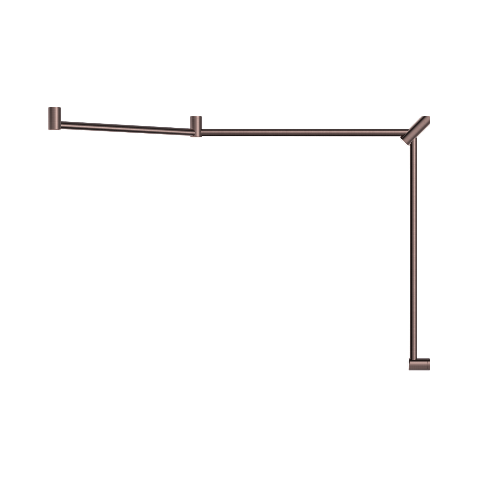 Nero Mecca Care 32mm DDA Accessible Toilet Grab Rail Set 45 Degree Continuous 750X965X1025mm, Brushed Bronze