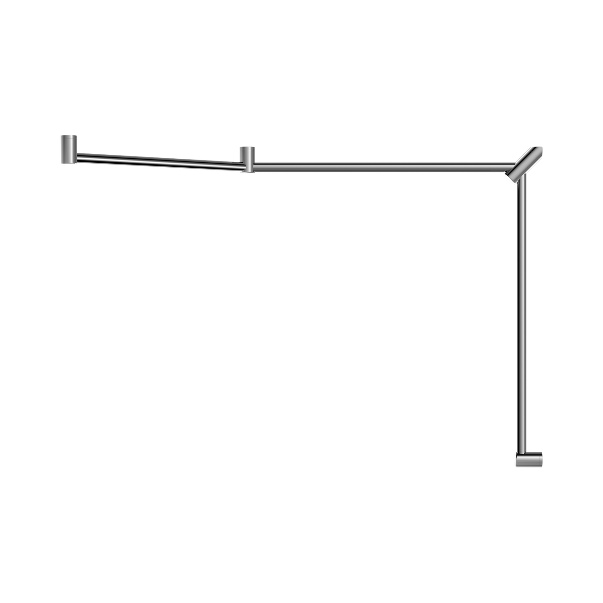 Nero Mecca Care 32mm DDA Accessible Toilet Grab Rail Set 45 Degree Continuous 750X965X1025mm, Chrome