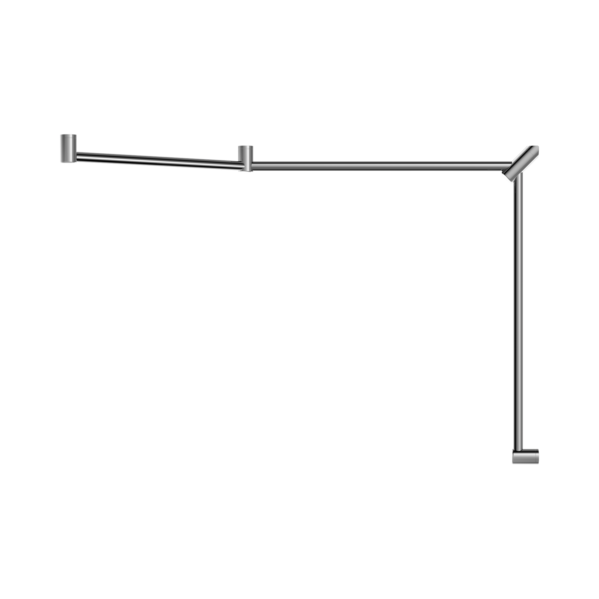 Nero Mecca Care 32mm DDA Accessible Toilet Grab Rail Set 45 Degree Continuous 750X965X1025mm, Chrome
