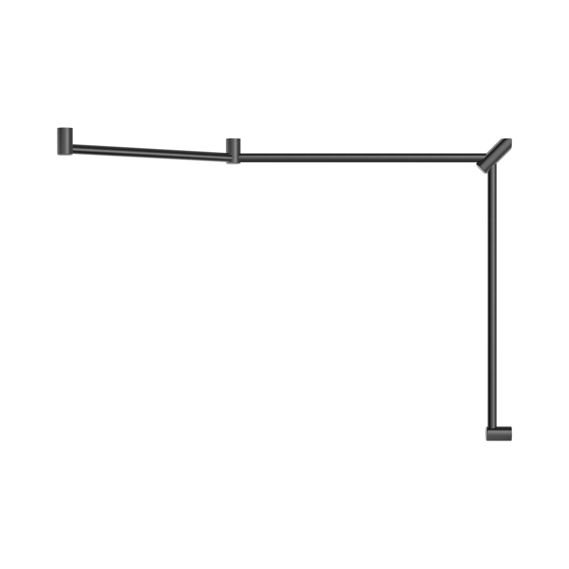 Nero Mecca Care 32mm DDA Accessible Toilet Grab Rail Set 45 Degree Continuous 750X965X1025mm, Gun Metal