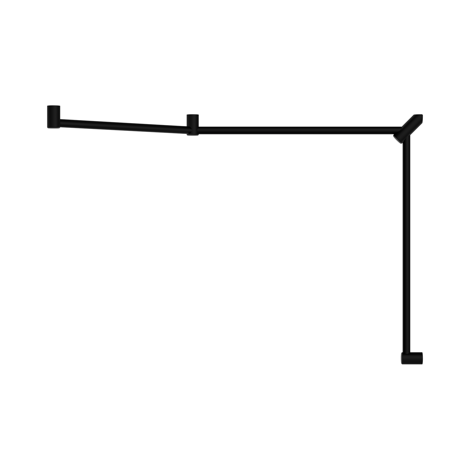 Nero Mecca Care 32mm DDA Accessible Toilet Grab Rail Set 45 Degree Continuous 750X965X1025mm, Matte Black