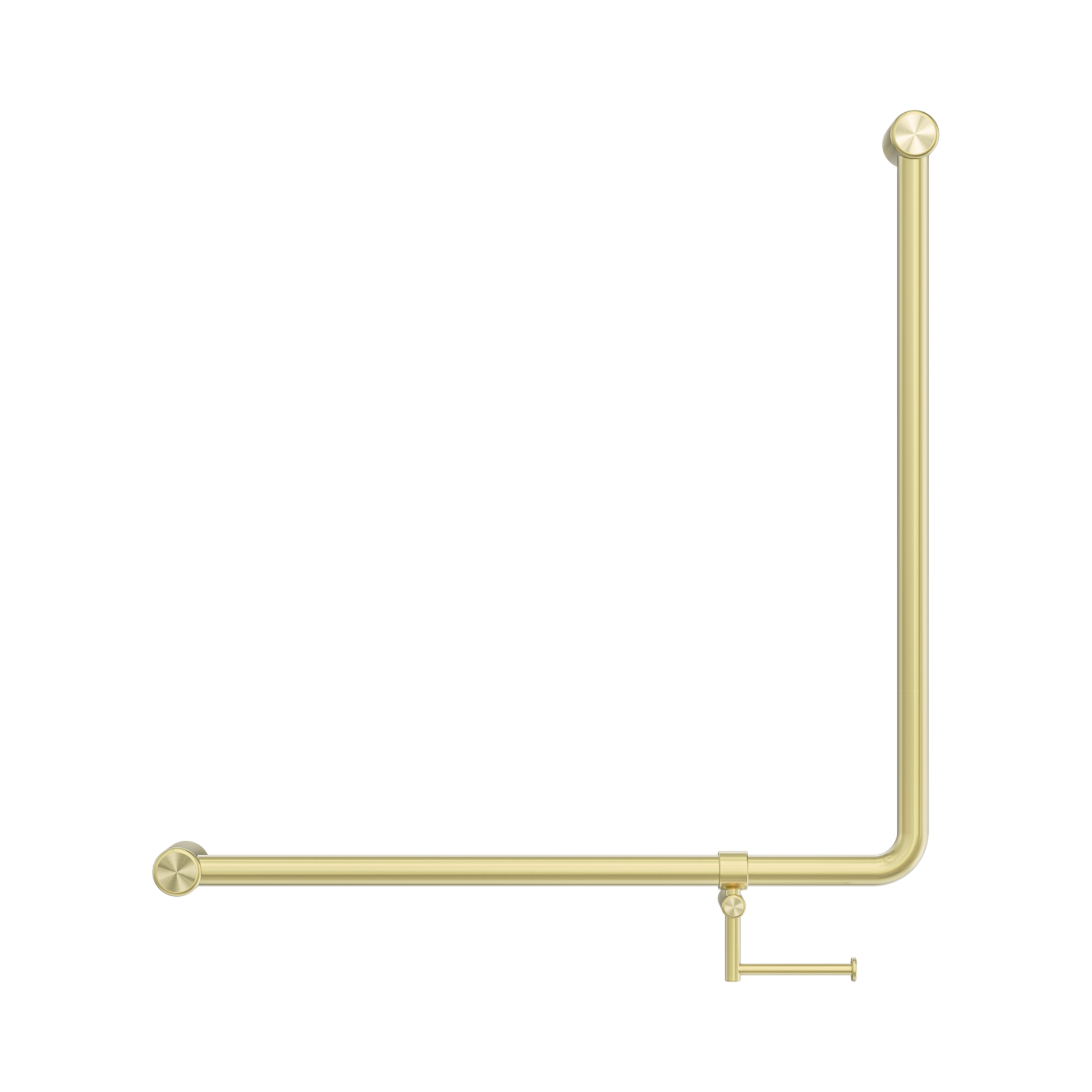 Nero Mecca Care 32mm 90 Degree NZ4121 Accessible Toilet Grab Rail 750X750mm With Toilet Roll Holder, Brushed Gold