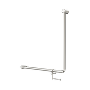 Nero Mecca Care 32mm 90 Degree NZ4121 Accessible Toilet Grab Rail 750X750mm With Toilet Roll Holder, Brushed Nickel
