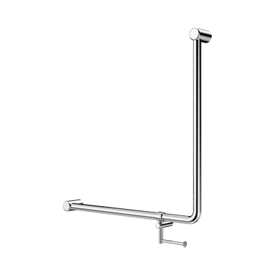 Nero Mecca Care 32mm 90 Degree NZ4121 Accessible Toilet Grab Rail 750X750mm With Toilet Roll Holder, Chrome