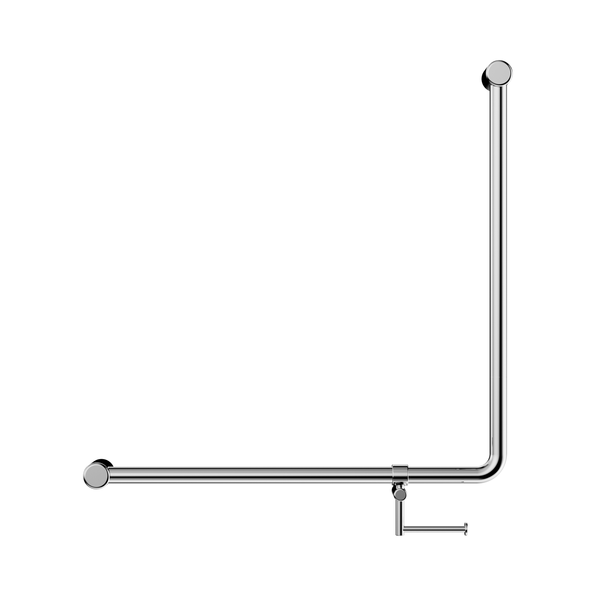 Nero Mecca Care 32mm 90 Degree NZ4121 Accessible Toilet Grab Rail 750X750mm With Toilet Roll Holder, Chrome