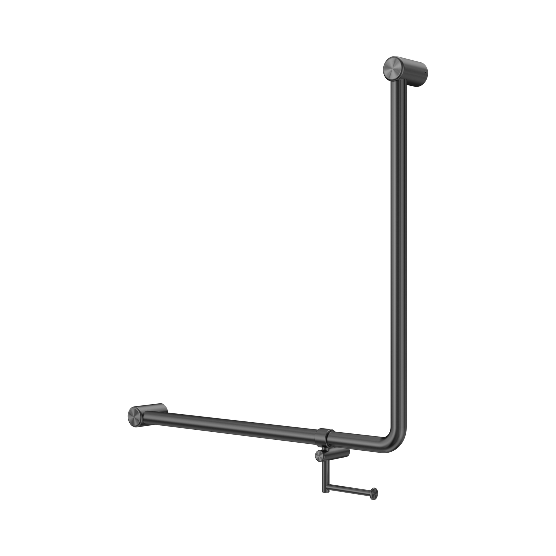Nero Mecca Care 32mm 90 Degree NZ4121 Accessible Toilet Grab Rail 750X750mm With Toilet Roll Holder, Gun Metal