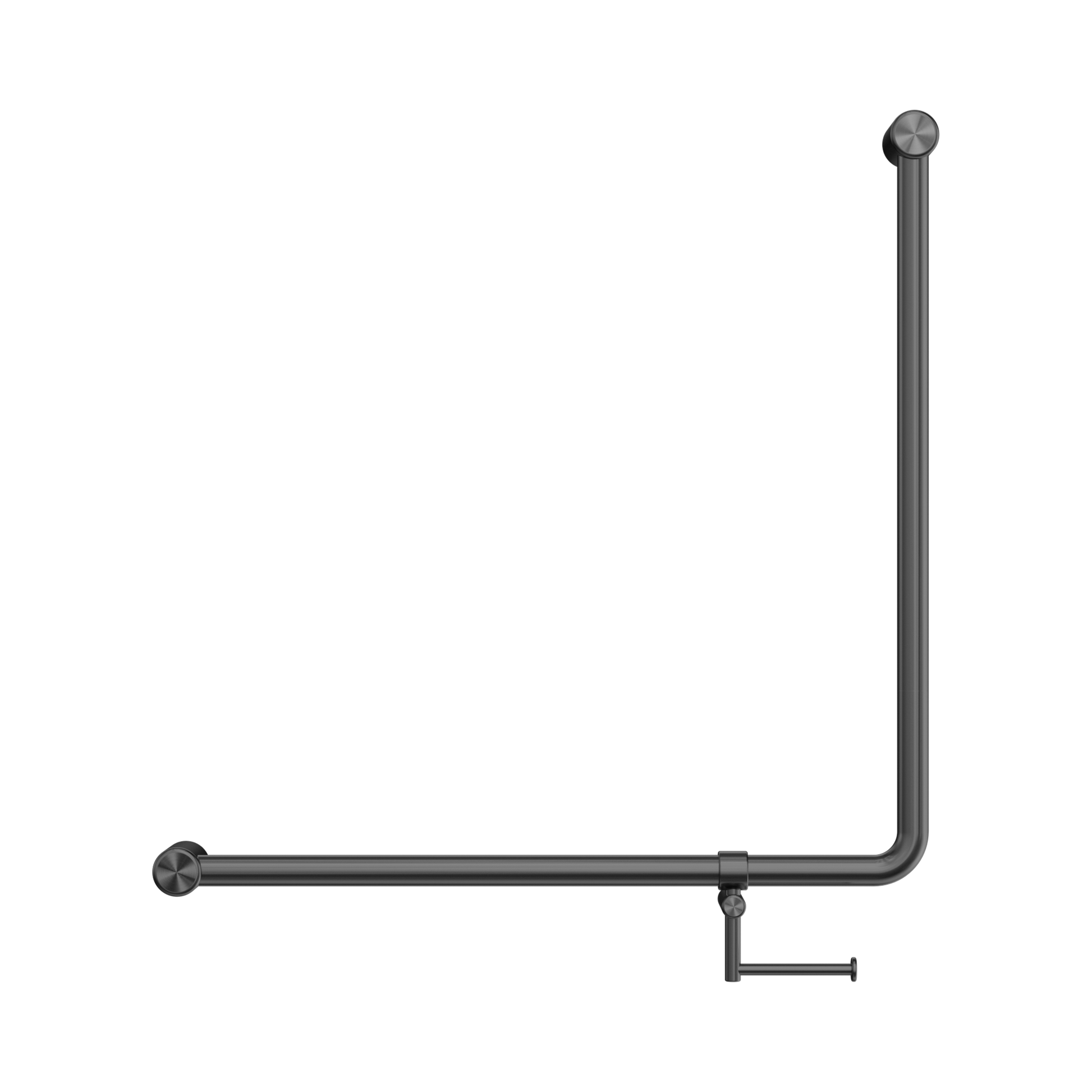 Nero Mecca Care 32mm 90 Degree NZ4121 Accessible Toilet Grab Rail 750X750mm With Toilet Roll Holder, Gun Metal
