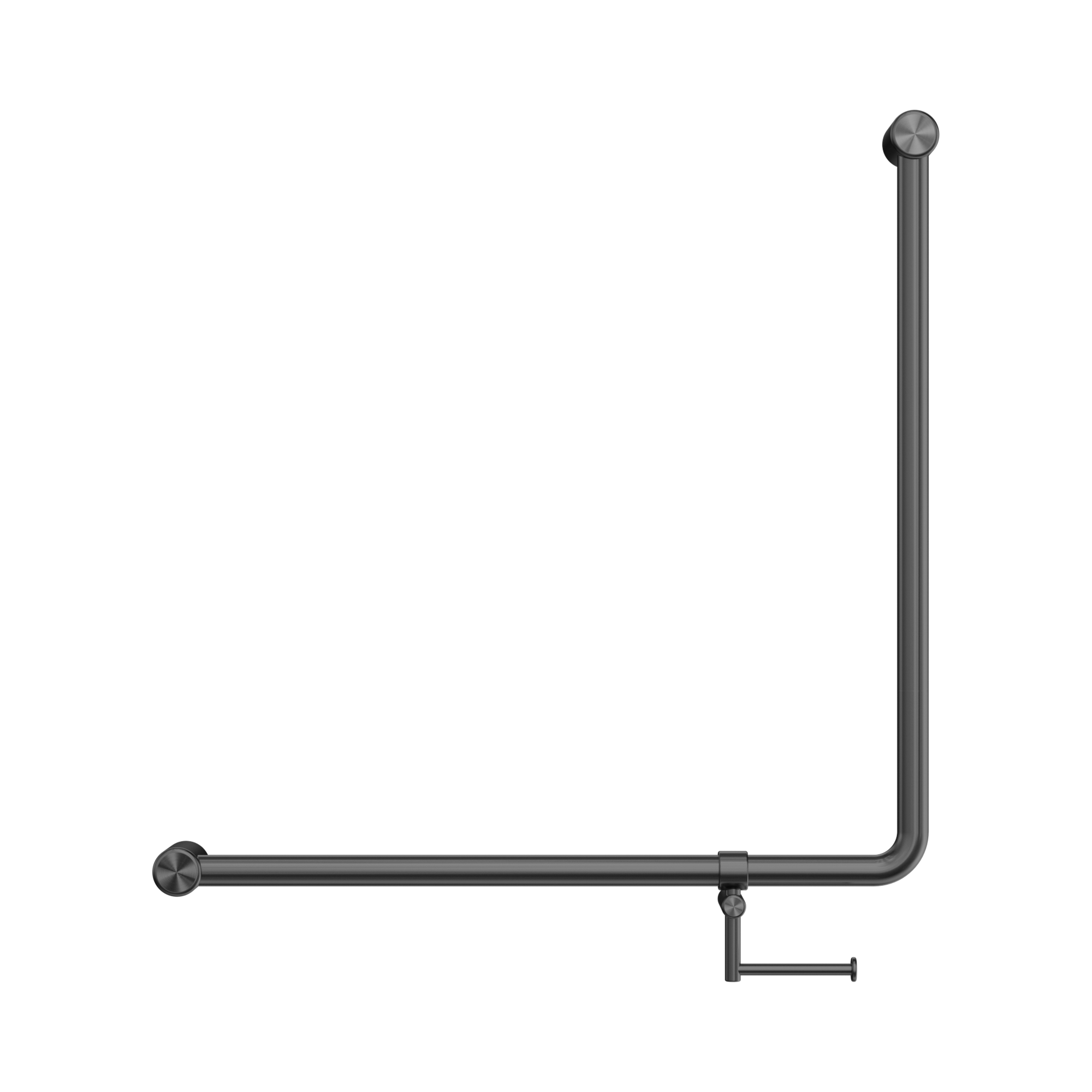 Nero Mecca Care 32mm 90 Degree NZ4121 Accessible Toilet Grab Rail 750X750mm With Toilet Roll Holder, Gun Metal