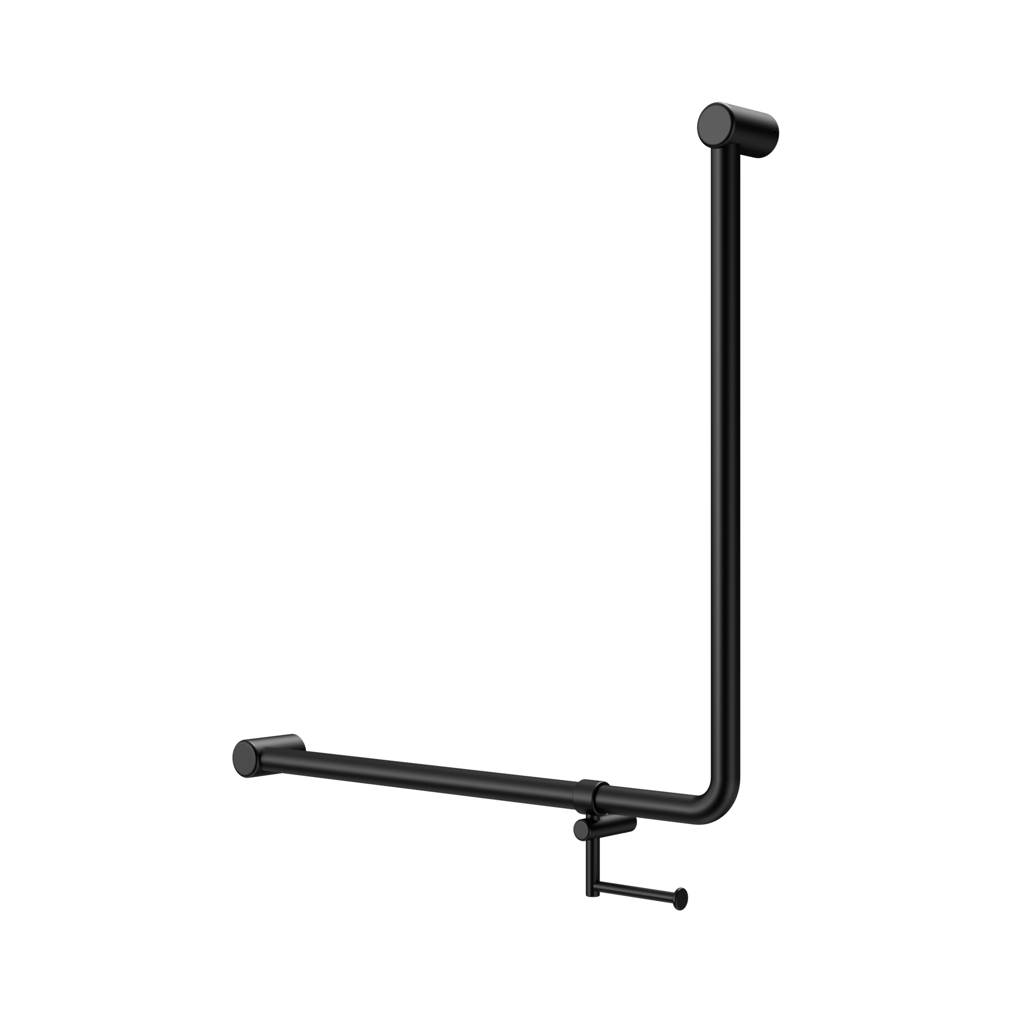 Nero Mecca Care 32mm 90 Degree NZ4121 Accessible Toilet Grab Rail 750X750mm With Toilet Roll Holder, Matte Black