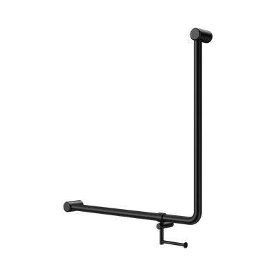 Nero Mecca Care 32mm 90 Degree NZ4121 Accessible Toilet Grab Rail 750X750mm With Toilet Roll Holder, Matte Black