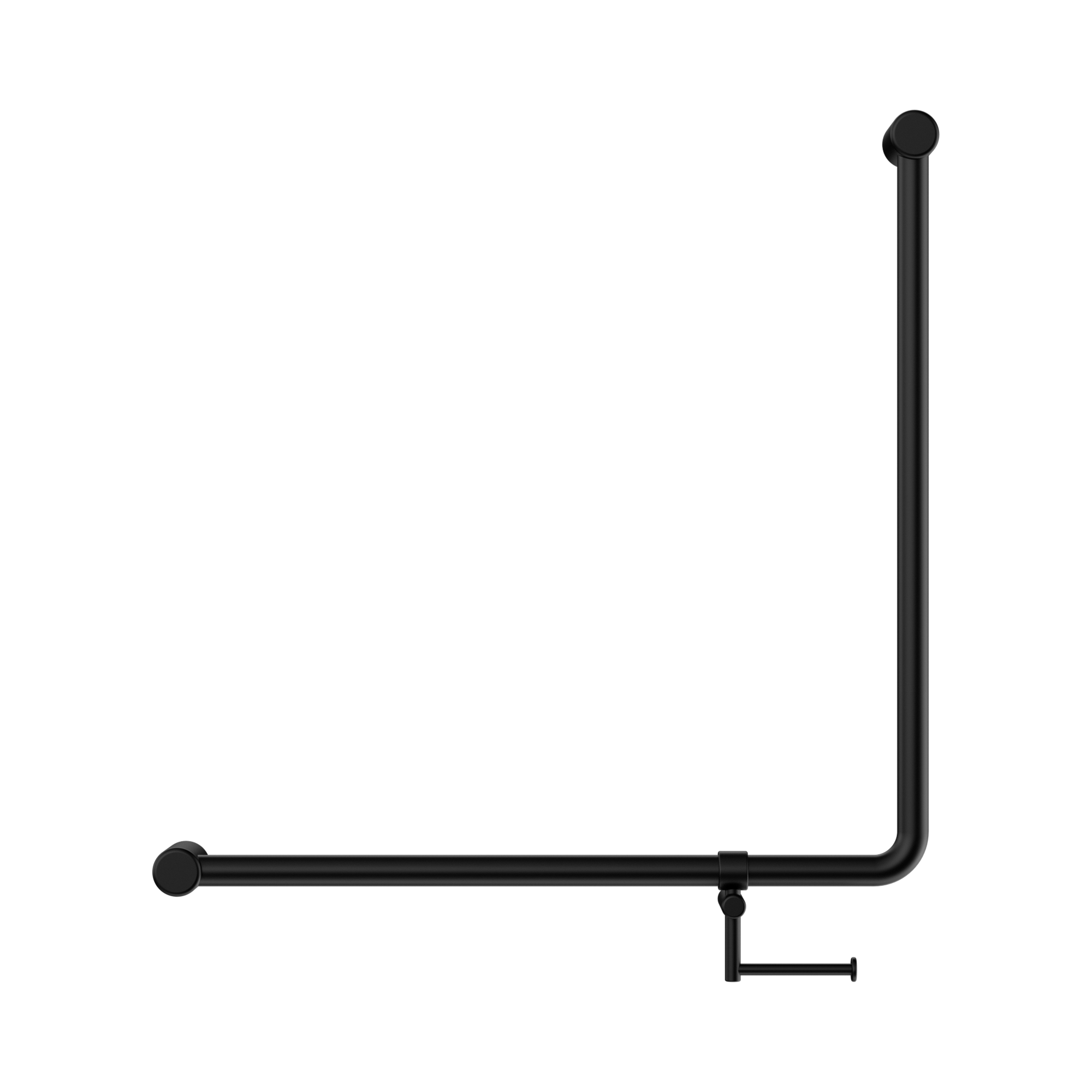 Nero Mecca Care 32mm 90 Degree NZ4121 Accessible Toilet Grab Rail 750X750mm With Toilet Roll Holder, Matte Black