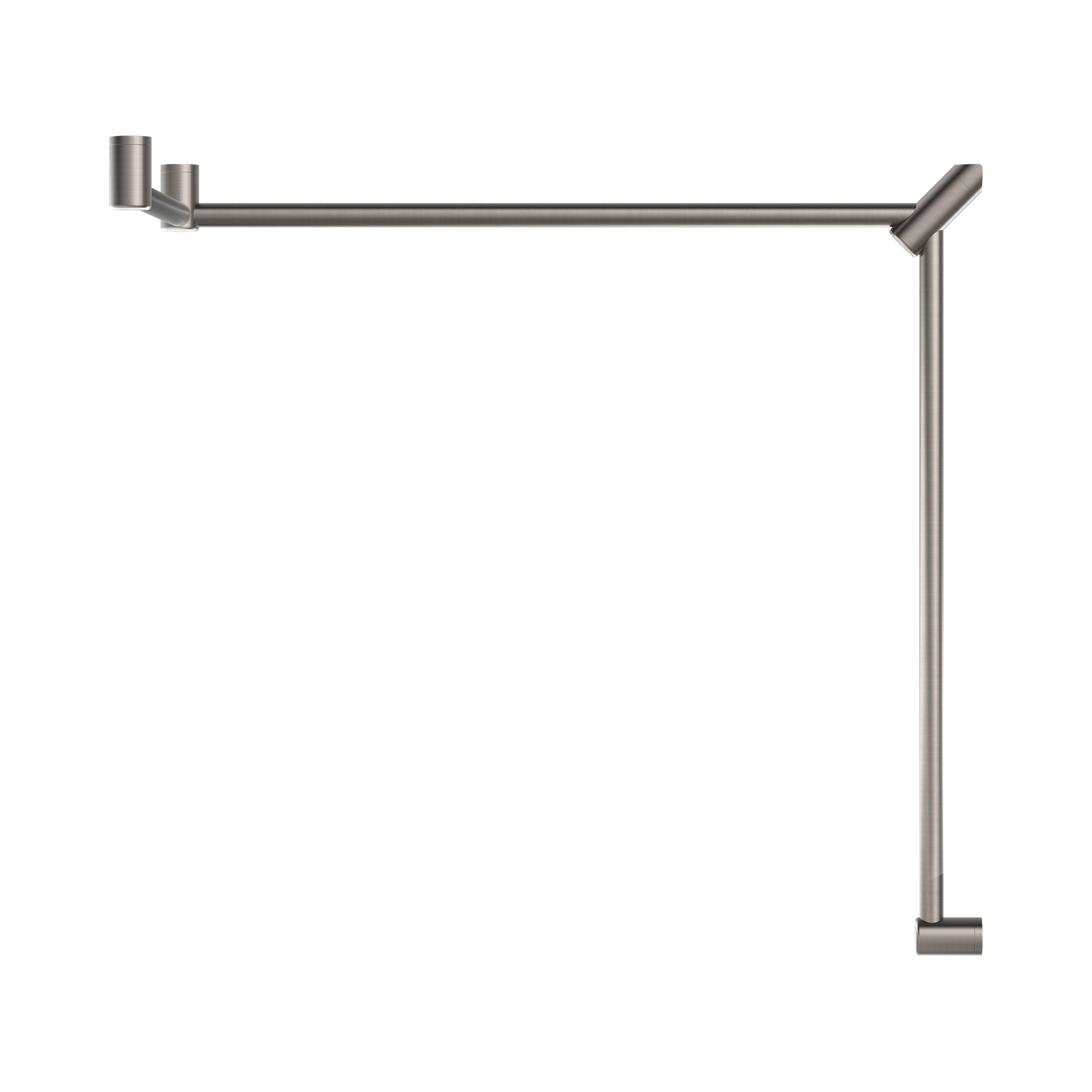 Nero Mecca Care 32mm DDA Accessible Toilet Grab Rail Set 90 Degree Continuous 600X1065X1025mm, Brushed Nickel