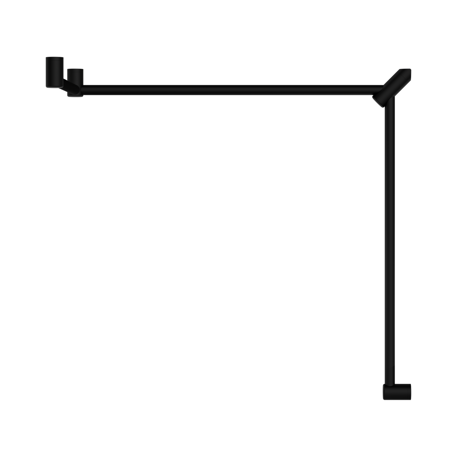 Nero Mecca Care 32mm DDA Accessible Toilet Grab Rail Set 90 Degree Continuous 600X1065X1025mm, Matte Black