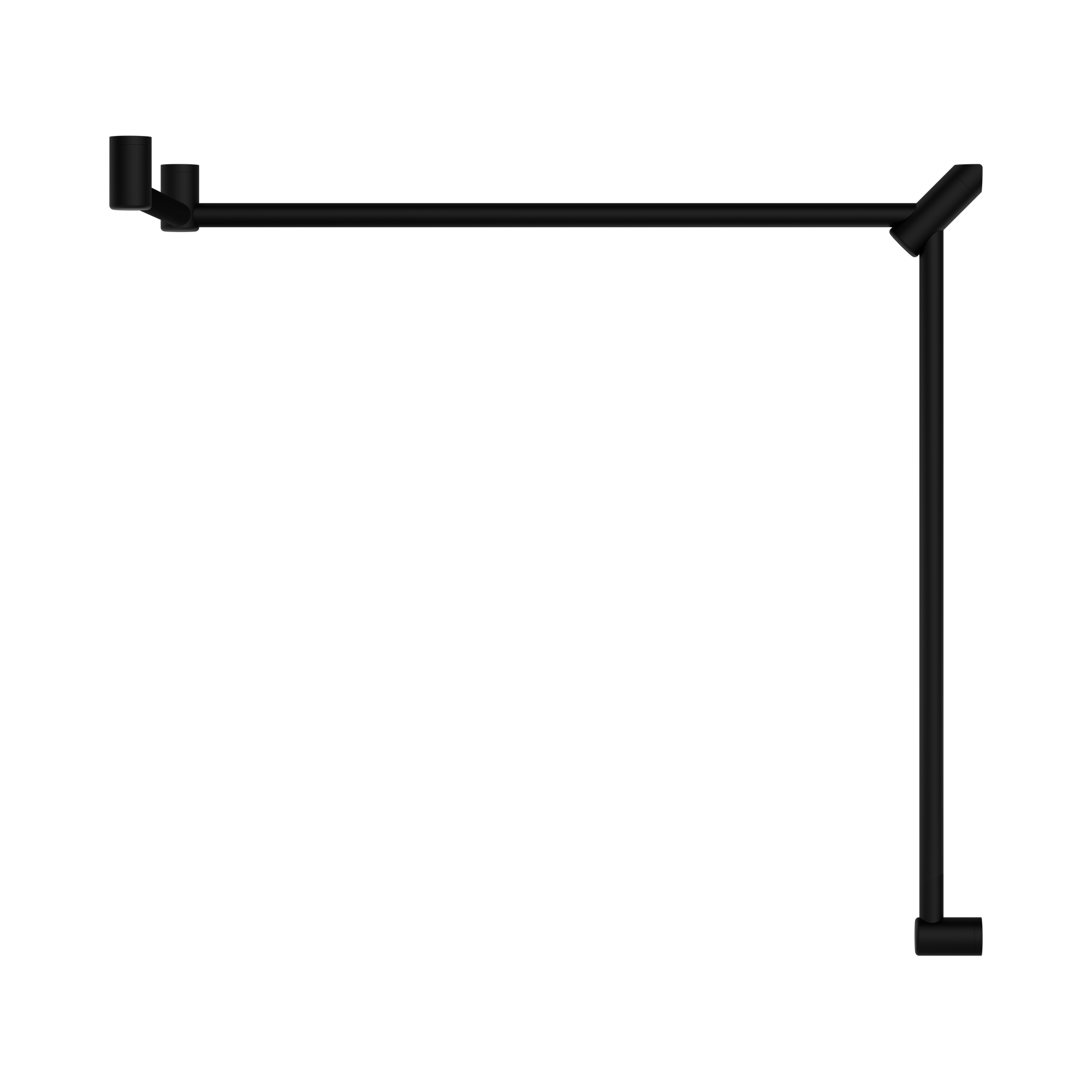 Nero Mecca Care 32mm DDA Accessible Toilet Grab Rail Set 90 Degree Continuous 600X1065X1025mm, Matte Black