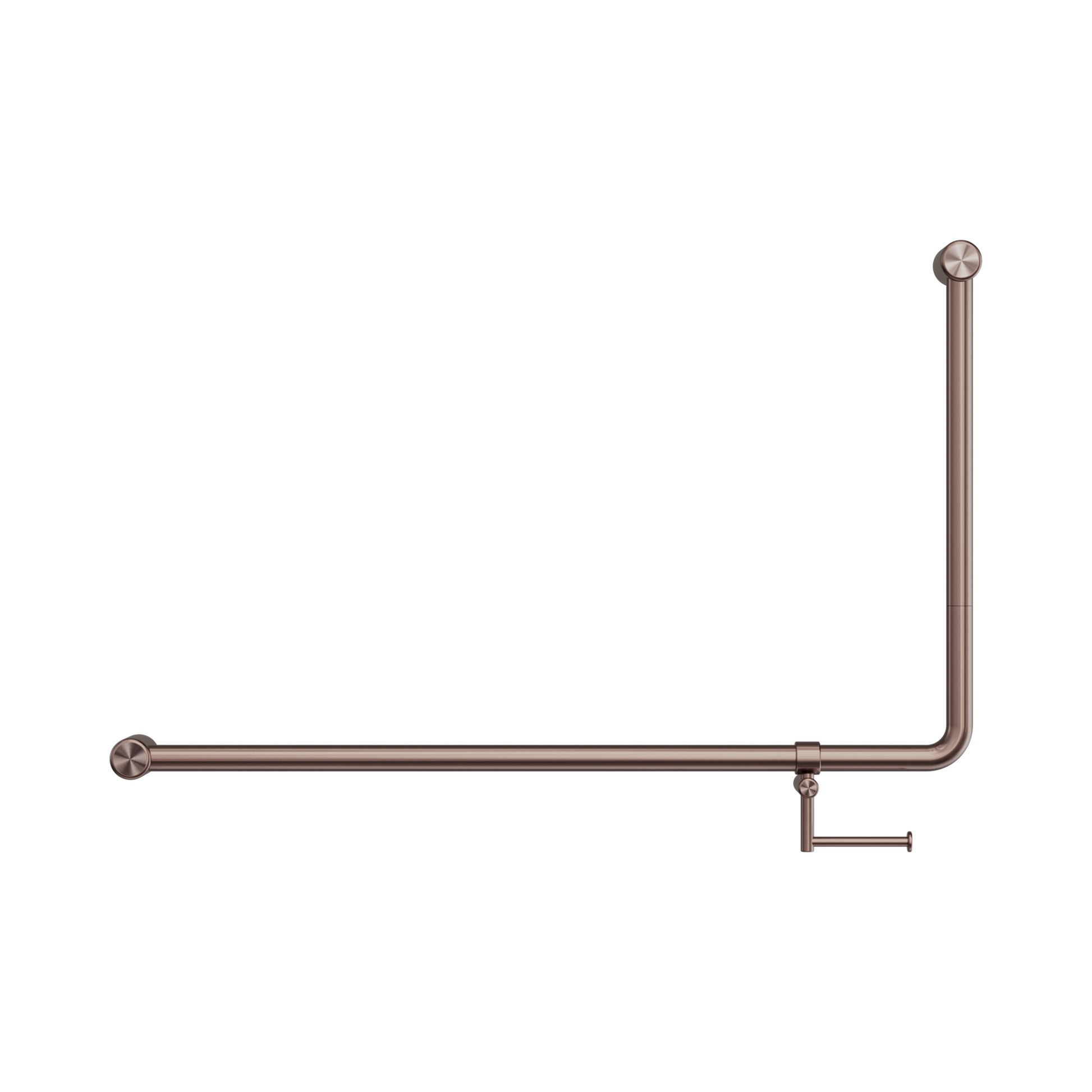 Nero Mecca Care 32mm DDA Accessible Toilet 90 Degree Bent Tube Grab Rail 600X1000mm With Toilet Roll Holder, Brushed Bronze