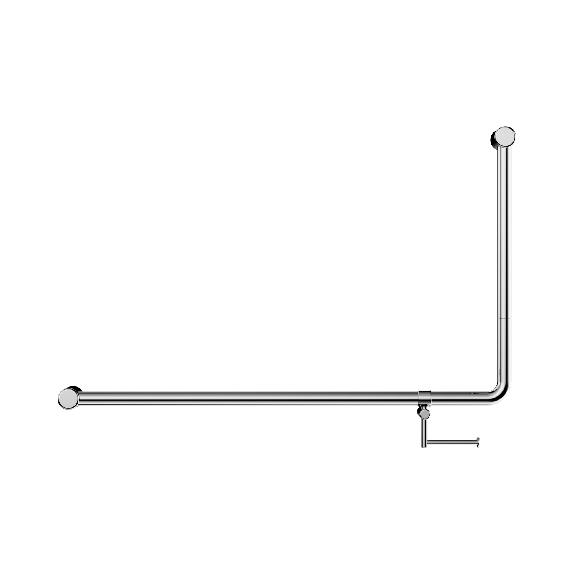 Nero Mecca Care 32mm DDA Accessible Toilet 90 Degree Bent Tube Grab Rail 600X1000mm With Toilet Roll Holder, Chrome