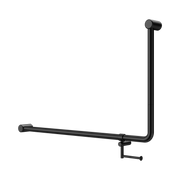 Nero Mecca Care 32mm DDA Accessible Toilet 90 Degree Bent Tube Grab Rail 600X1000mm With Toilet Roll Holder, Matte Black