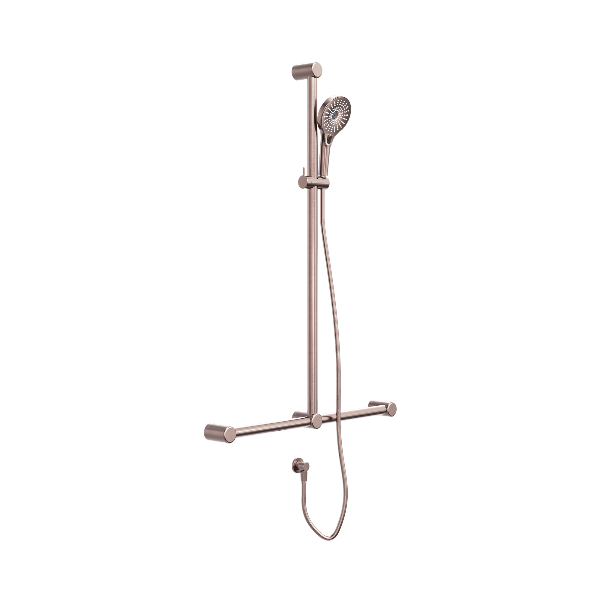 Nero Mecca Care 32mm T Bar Grab Rail And Adjustable Shower Set 1100X750mm, Brushed Bronze