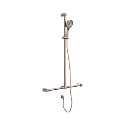 Nero Mecca Care 32mm T Bar Grab Rail And Adjustable Shower Set 1100X750mm, Brushed Bronze