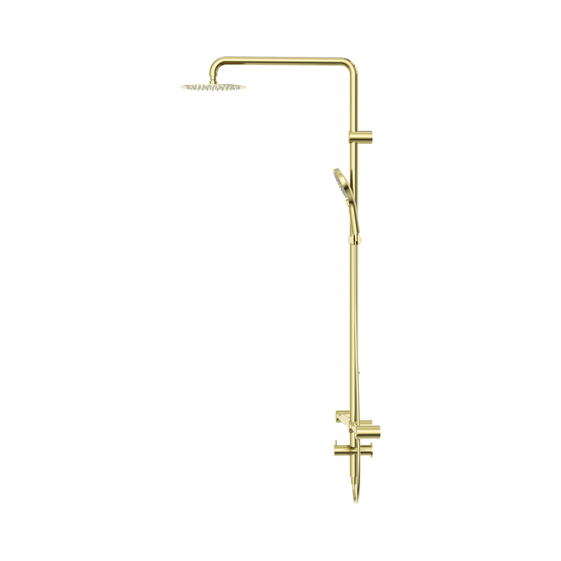 Nero Mecca Care 32mm T Bar Grab Rail 1100x750mm Twin Shower Set, Brushed Gold