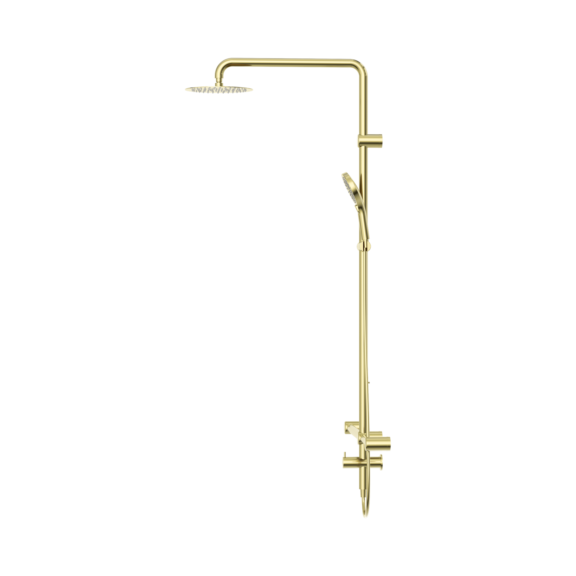 Nero Mecca Care 32mm T Bar Grab Rail 1100x750mm Twin Shower Set, Brushed Gold