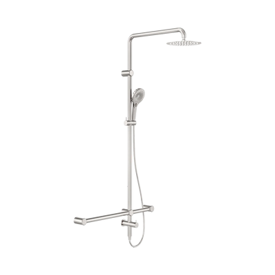 Nero Mecca Care 32mm T Bar Grab Rail 1100x750mm Twin Shower Set, Brushed Nickel