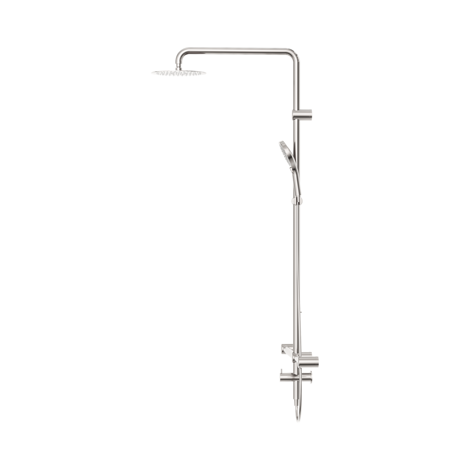 Nero Mecca Care 32mm T Bar Grab Rail 1100x750mm Twin Shower Set, Brushed Nickel