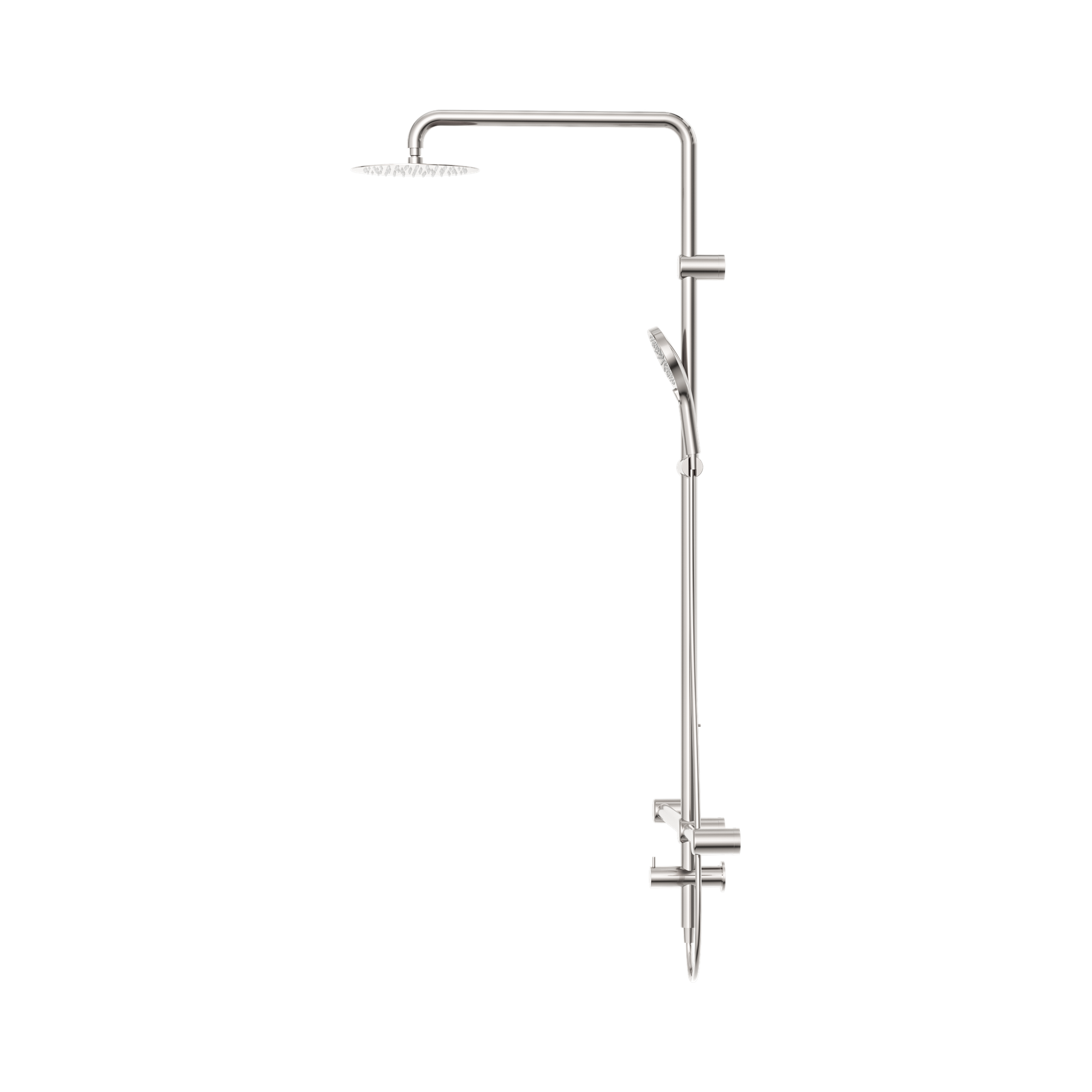 Nero Mecca Care 32mm T Bar Grab Rail 1100x750mm Twin Shower Set, Brushed Nickel