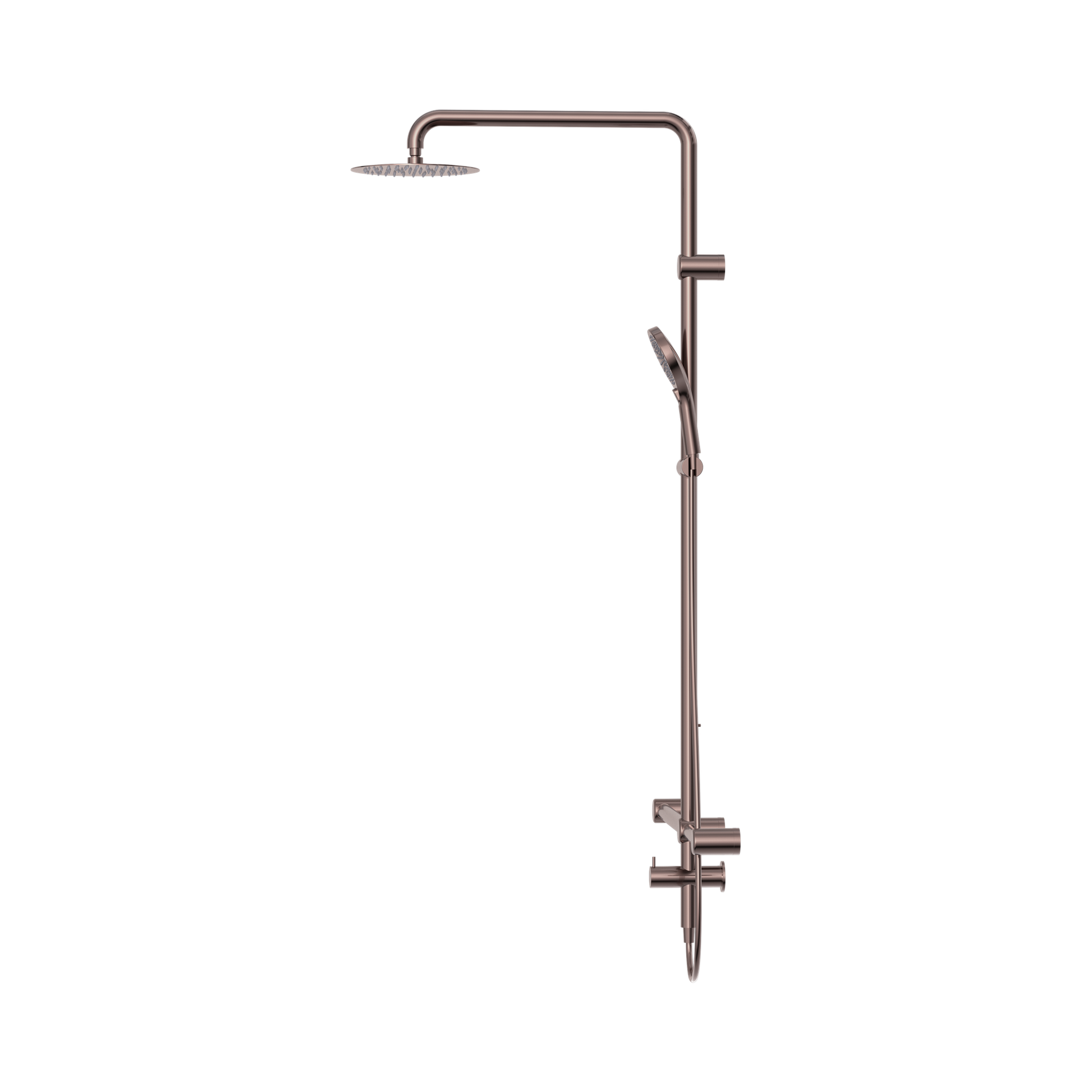 Nero Mecca Care 32mm T Bar Grab Rail 1100x750mm Twin Shower Set, Brushed Bronze