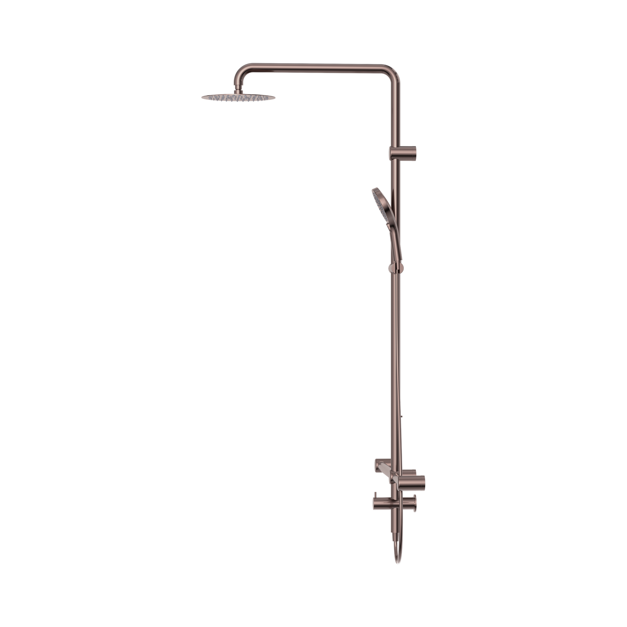 Nero Mecca Care 32mm T Bar Grab Rail 1100x750mm Twin Shower Set, Brushed Bronze