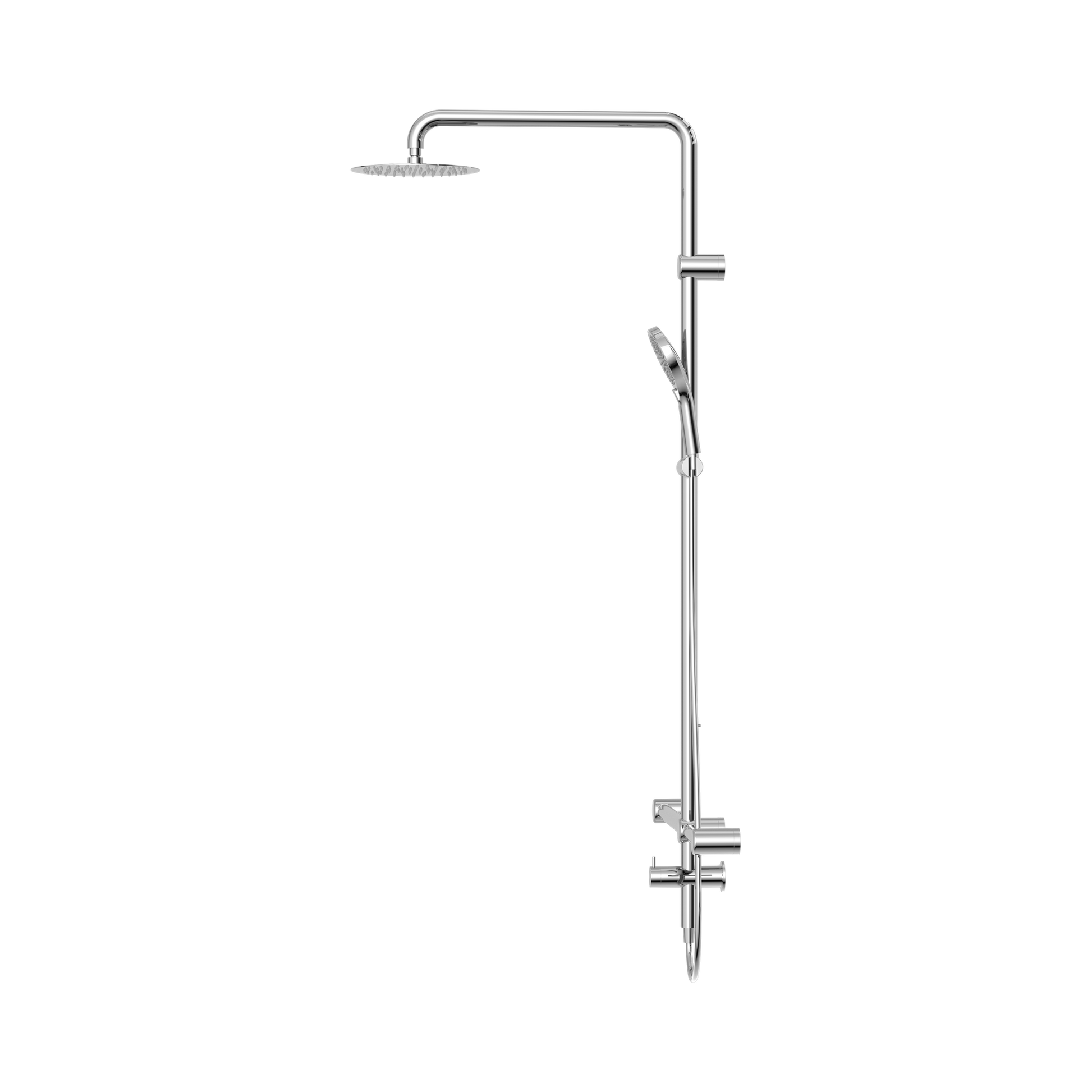 Nero Mecca Care 32mm T Bar Grab Rail 1100x750mm Twin Shower Set, Chrome