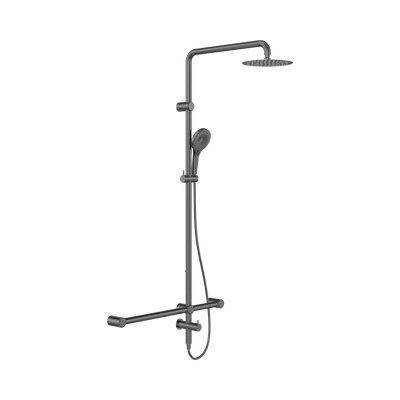 Nero Mecca Care 32mm T Bar Grab Rail 1100x750mm Twin Shower Set, Gun Metal