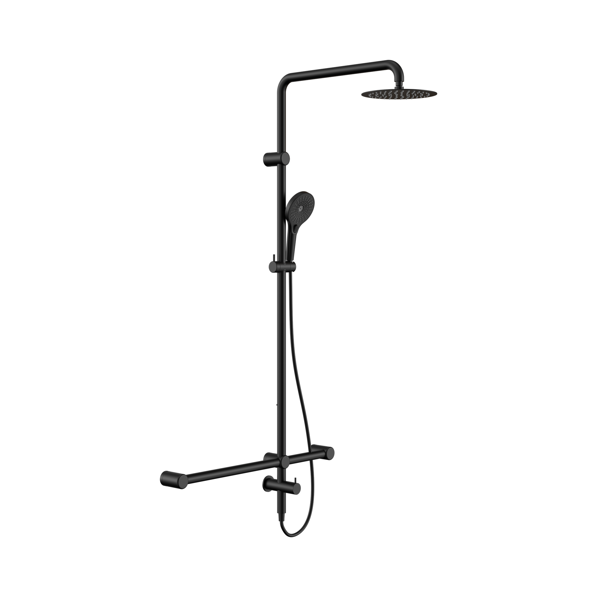 Nero Mecca Care 32mm T Bar Grab Rail 1100x750mm Twin Shower Set, Matte Black