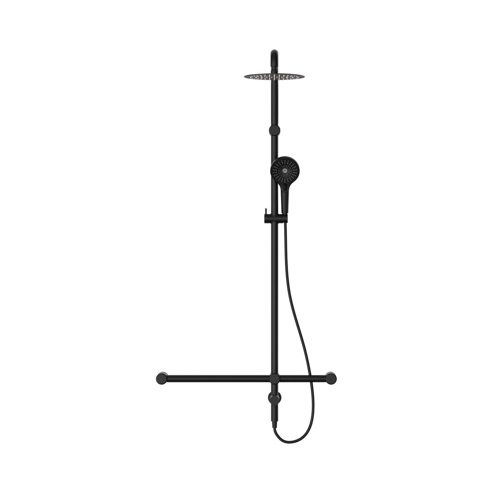 Nero Mecca Care 32mm T Bar Grab Rail 1100x750mm Twin Shower Set, Matte Black