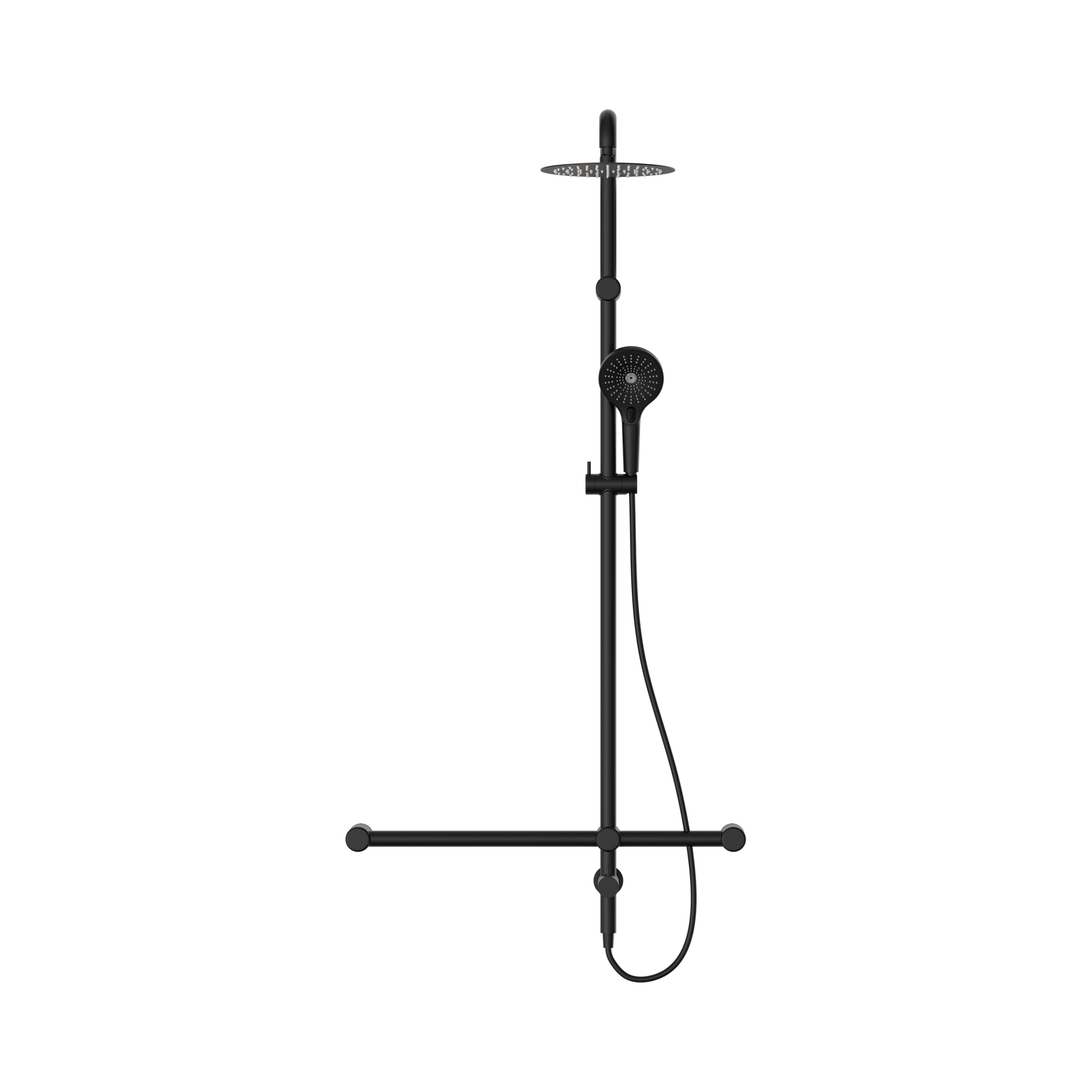 Nero Mecca Care 32mm T Bar Grab Rail 1100x750mm Twin Shower Set, Matte Black