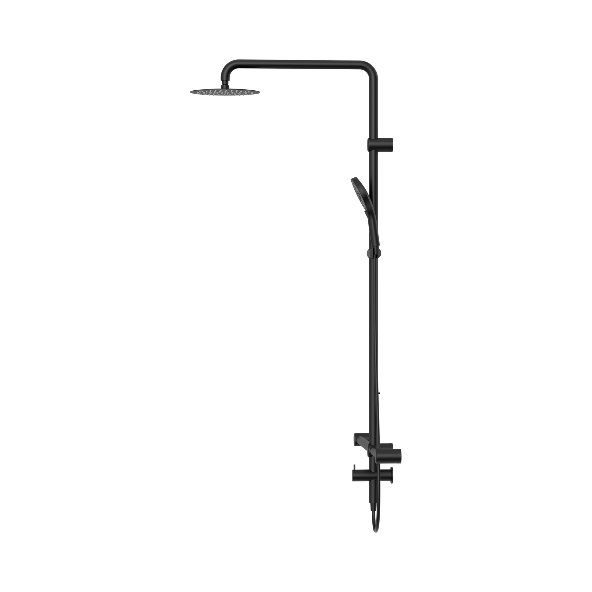 Nero Mecca Care 32mm T Bar Grab Rail 1100x750mm Twin Shower Set, Matte Black