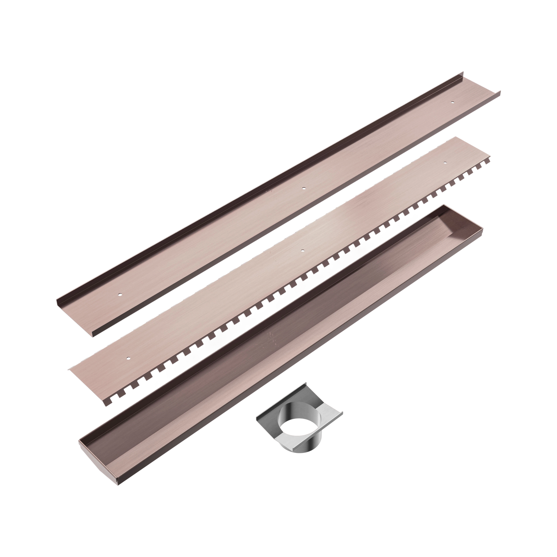 Nero Tile Insert V Channel 900x106mm Floor Grate 90mm Outlet, Brushed Bronze